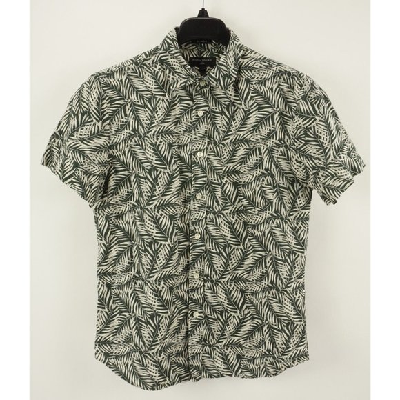 Banana Republic Other - Banana Republic Mens Medium Slim Short Sleeve Green Floral Linen Button Up Shirt